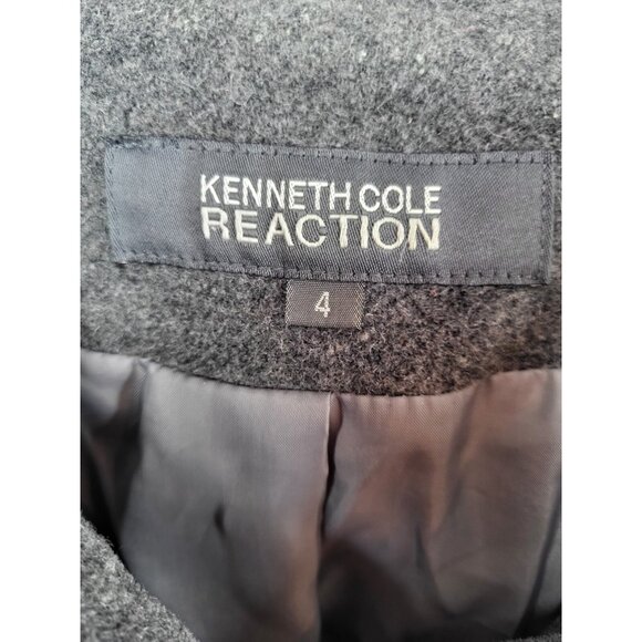 Women's SIZE 4 Kenneth Cole Wool Blend Pea Coat Winter Jacket Gray Warm Classic - Picture 4 of 6